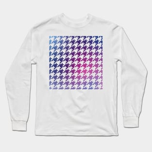 Houndstooth Pattern in Cool Blue Purple and Pink Gradient Long Sleeve T-Shirt